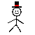 an image of billy, a stickman with a happy face with a tophat!